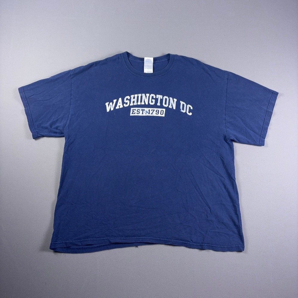 Gildan Washington DC Est 1790 Graphic T-Shirt Mens XL Navy Blue Heavy Cotton Tee